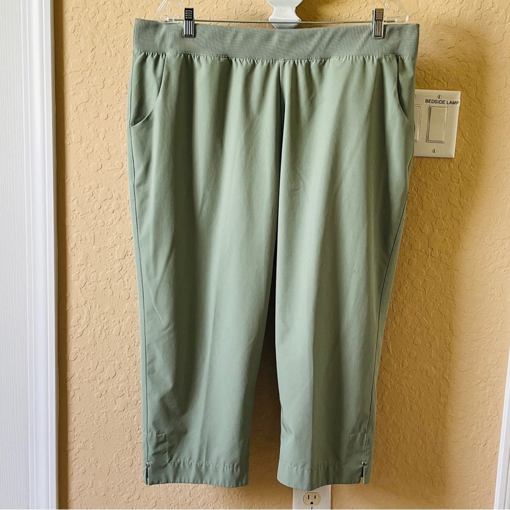 Coral Bay Energy Aloe Green Pull-On Capri Pants Women's 1X Stretch Waist - Picture 4 of 16